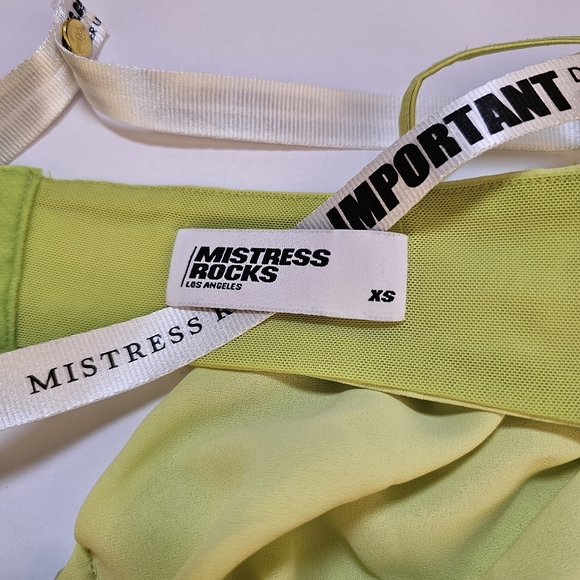 NWT Mistress Rocks Los Angeles lime green 2 piece long sleeve crop top size XS - Picture 9 of 11